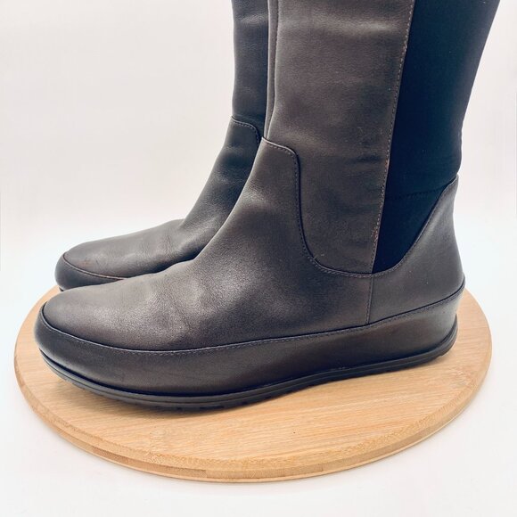 Fitflop Boots Womens 7.5 38 Brown Leather Mesh Knee High Recovery Platform - Picture 7 of 11